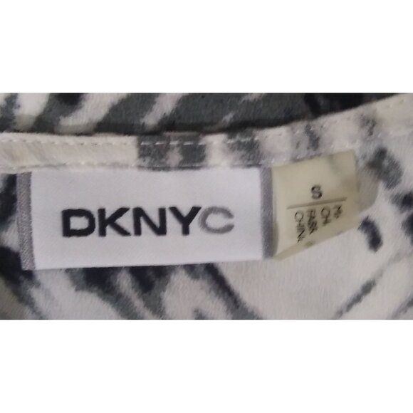 DKNY Top Small Geometric Multicolor Abstract Short Sleeve Back Zipper - Picture 5 of 5